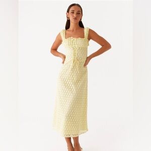 Peppermayo Midi Crochet Dress - Yellow